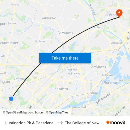 Huntingdon Pk & Pasadena Av - FS to The College of New Jersey map