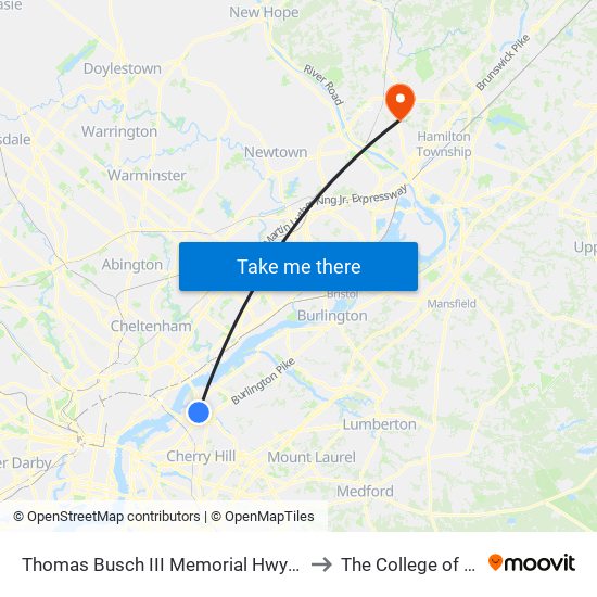 Thomas Busch III Memorial Hwy 540'N Of National H# to The College of New Jersey map