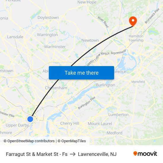 Farragut St & Market St - Fs to Lawrenceville, NJ map