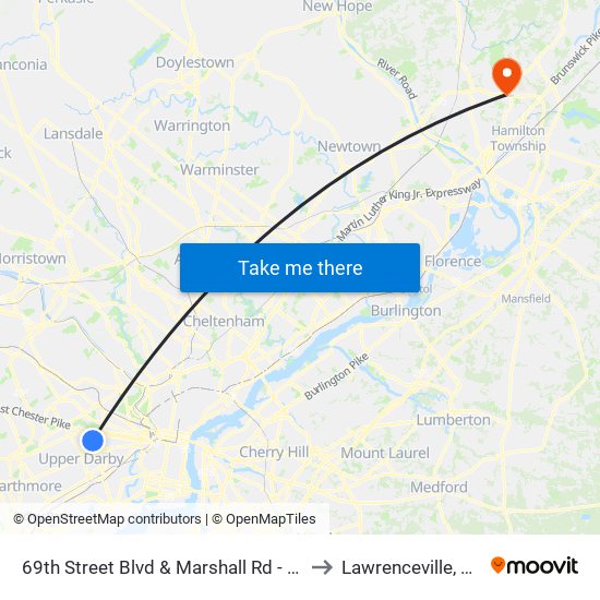 69th Street Blvd & Marshall Rd - Fs to Lawrenceville, NJ map