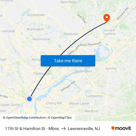 17th St & Hamilton St - Mbns to Lawrenceville, NJ map