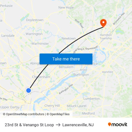 23rd St & Venango St Loop to Lawrenceville, NJ map