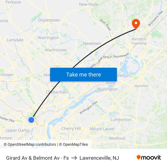 Girard Av & Belmont Av - Fs to Lawrenceville, NJ map