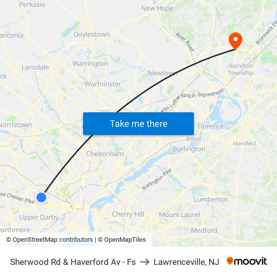 Sherwood Rd & Haverford Av - Fs to Lawrenceville, NJ map