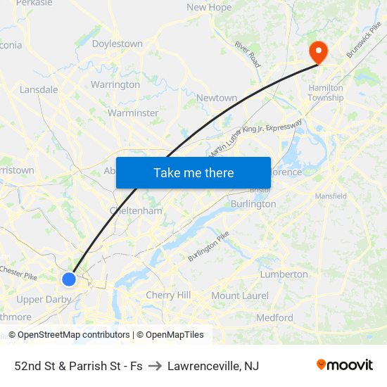 52nd St & Parrish St - Fs to Lawrenceville, NJ map