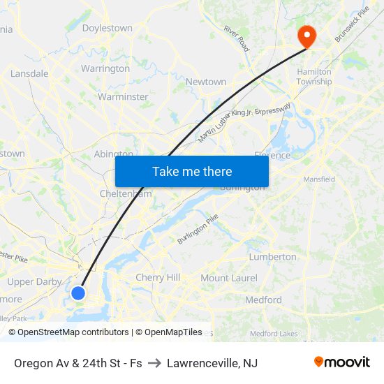 Oregon Av & 24th St - Fs to Lawrenceville, NJ map