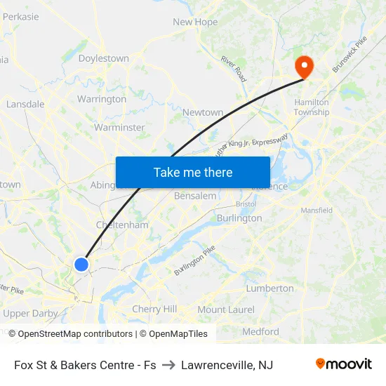 Fox St & Bakers Centre - Fs to Lawrenceville, NJ map