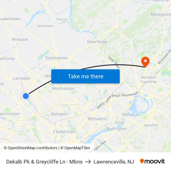 Dekalb Pk & Greycliffe Ln - Mbns to Lawrenceville, NJ map