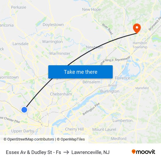 Essex Av & Dudley St - Fs to Lawrenceville, NJ map