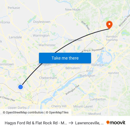 Hagys Ford Rd & Flat Rock Rd - Mbfs to Lawrenceville, NJ map