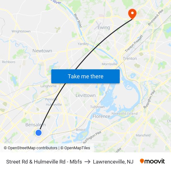 Street Rd & Hulmeville Rd - Mbfs to Lawrenceville, NJ map