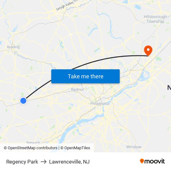 Regency Park to Lawrenceville, NJ map