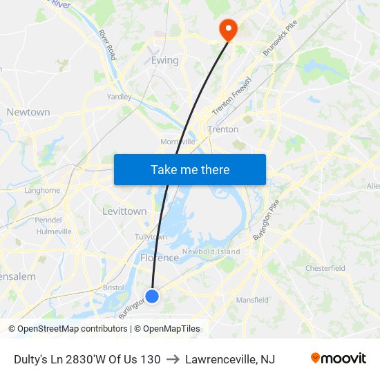 Dulty's Ln 2830'W Of Us 130 to Lawrenceville, NJ map