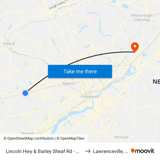 Lincoln Hwy & Barley Sheaf Rd - Mbns to Lawrenceville, NJ map