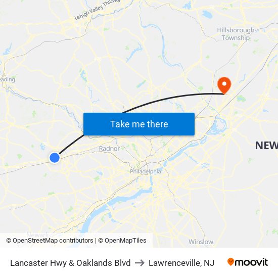 Lancaster Hwy & Oaklands Blvd to Lawrenceville, NJ map