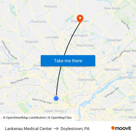 Lankenau Medical Center to Doylestown, PA map