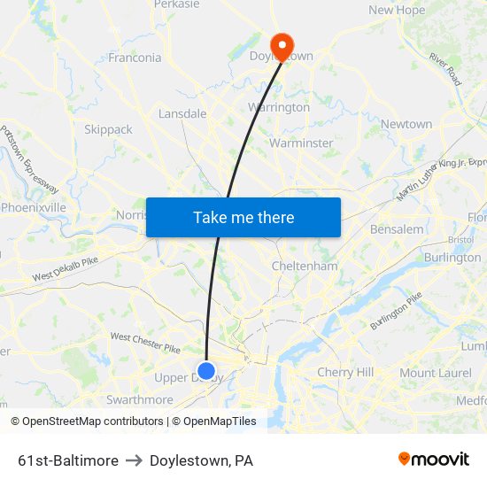 61st-Baltimore to Doylestown, PA map