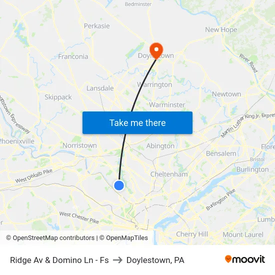 Ridge Av & Domino Ln - Fs to Doylestown, PA map