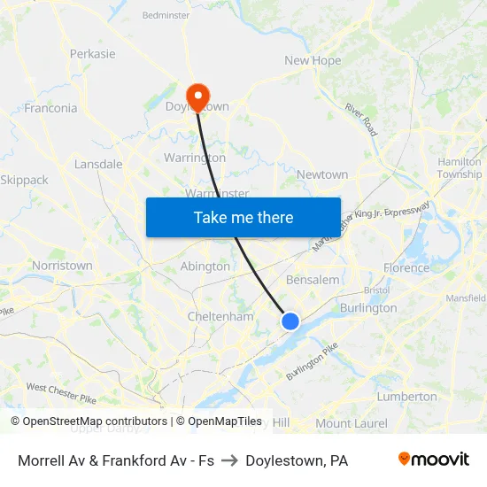 Morrell Av & Frankford Av - Fs to Doylestown, PA map