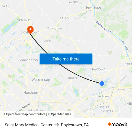Saint Mary Medical Center to Doylestown, PA map