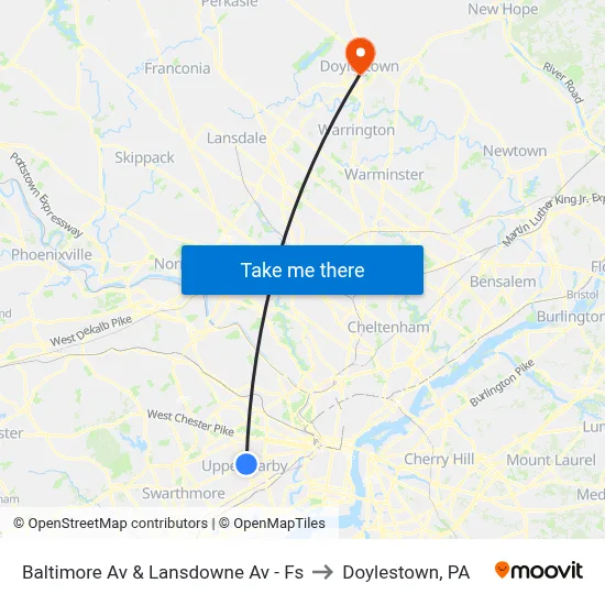 Baltimore Av & Lansdowne Av - Fs to Doylestown, PA map