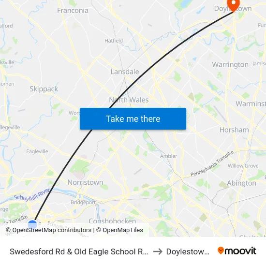 Swedesford Rd & Old Eagle School Rd - Mbns to Doylestown, PA map