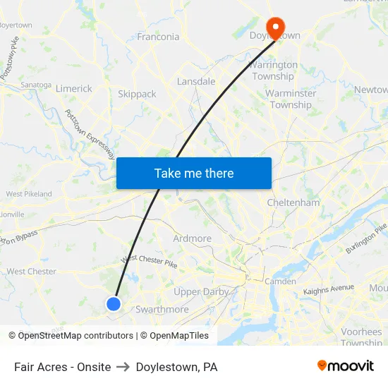 Fair Acres - Onsite to Doylestown, PA map