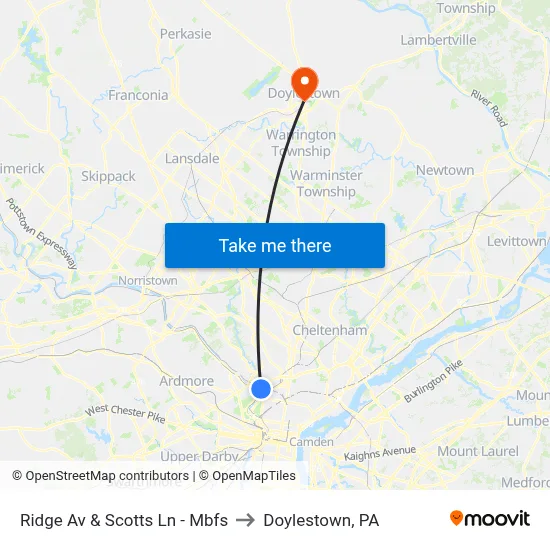 Ridge Av & Scotts Ln - Mbfs to Doylestown, PA map