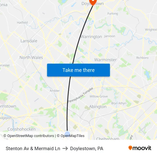 Stenton Av & Mermaid Ln to Doylestown, PA map