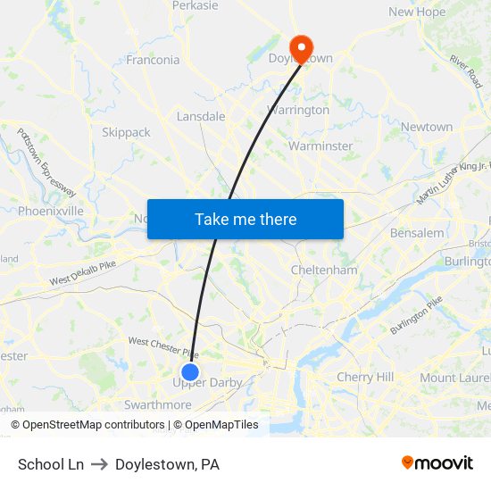 School Ln to Doylestown, PA map