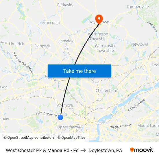 West Chester Pk & Manoa Rd - Fs to Doylestown, PA map