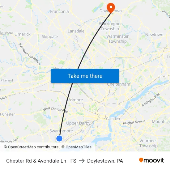 Chester Rd & Avondale Ln - FS to Doylestown, PA map