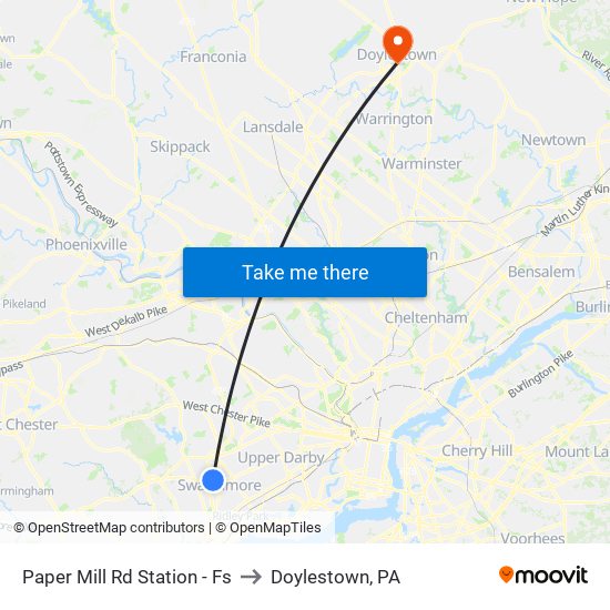 Paper Mill Rd Station - Fs to Doylestown, PA map