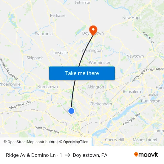 Ridge Av & Domino Ln - 1 to Doylestown, PA map