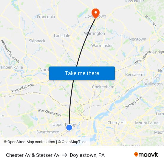 Chester Av & Stetser Av to Doylestown, PA map