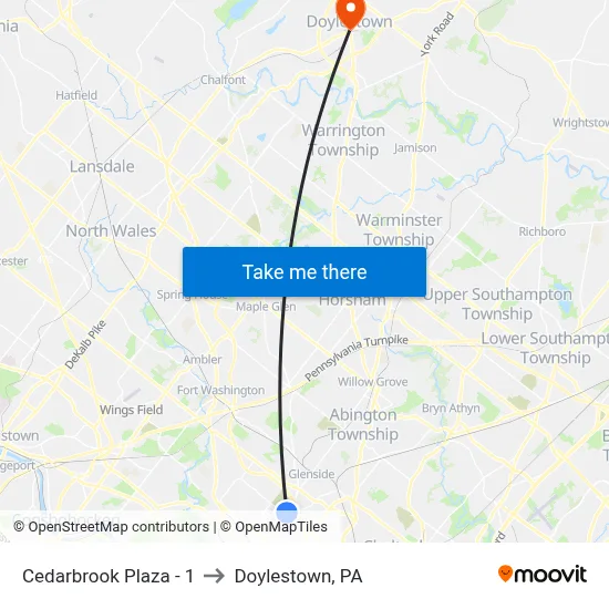 Cedarbrook Plaza - 1 to Doylestown, PA map