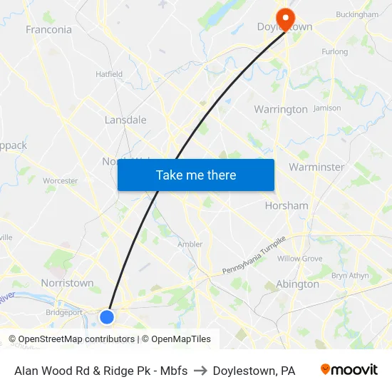 Alan Wood Rd & Ridge Pk - Mbfs to Doylestown, PA map