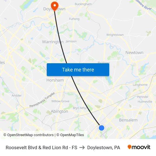 Roosevelt Blvd & Red Lion Rd - FS to Doylestown, PA map