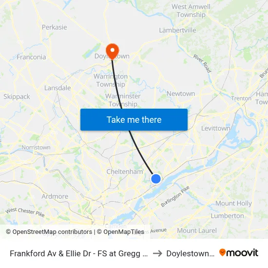 Frankford Av & Ellie Dr - FS at Gregg St Loop to Doylestown, PA map