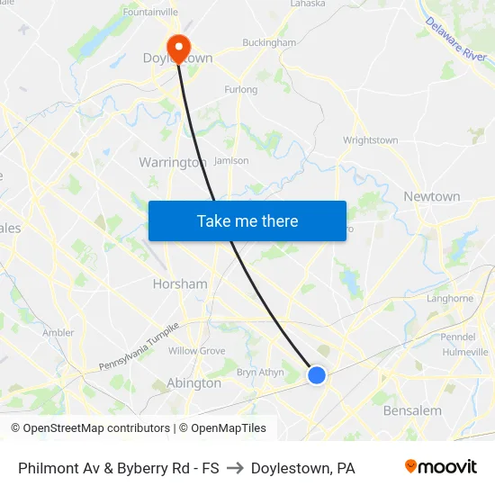 Philmont Av & Byberry Rd - FS to Doylestown, PA map