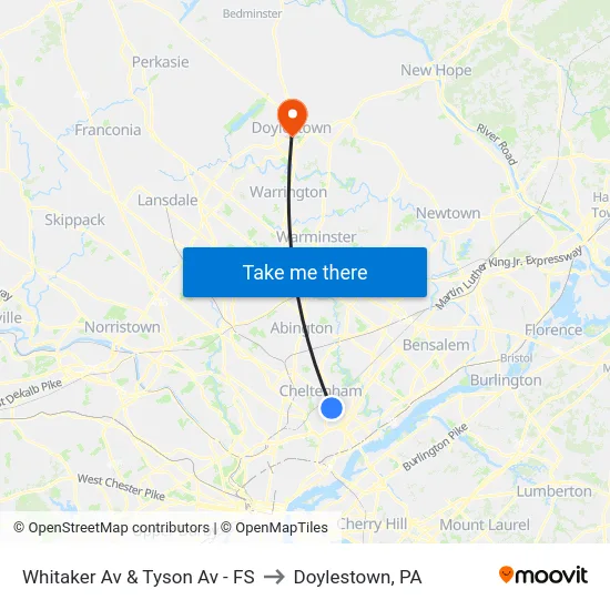 Whitaker Av & Tyson Av - FS to Doylestown, PA map