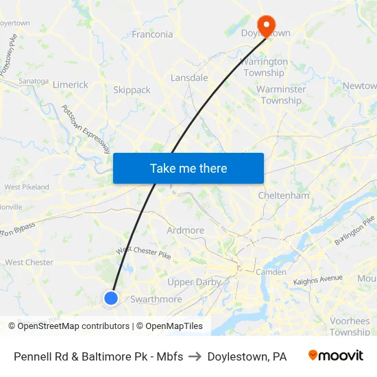 Pennell Rd & Baltimore Pk - Mbfs to Doylestown, PA map