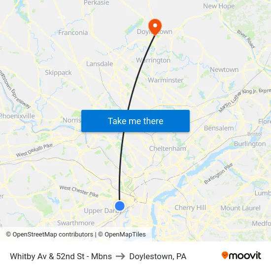 Whitby Av & 52nd St - Mbns to Doylestown, PA map