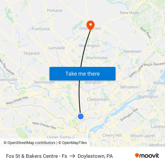Fox St & Bakers Centre - Fs to Doylestown, PA map