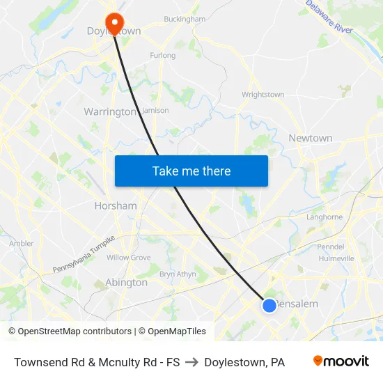 Townsend Rd & Mcnulty Rd - FS to Doylestown, PA map
