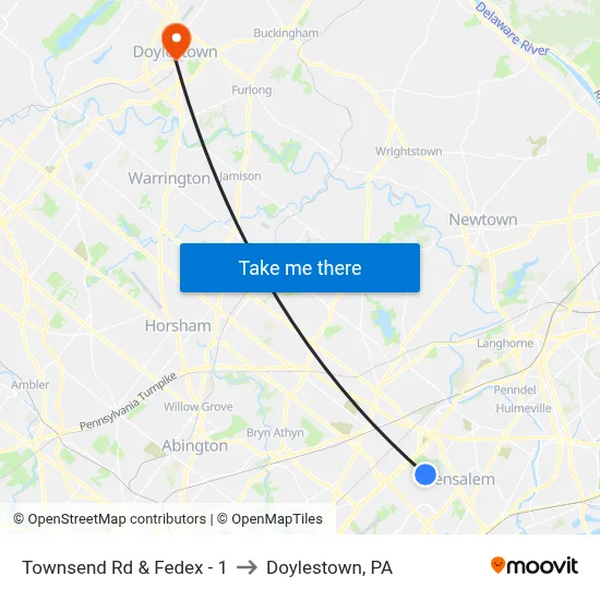 Townsend Rd & Fedex - 1 to Doylestown, PA map