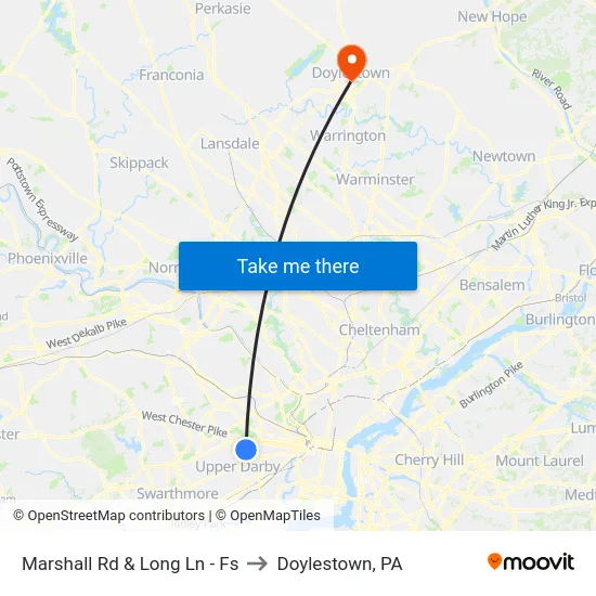 Marshall Rd & Long Ln - Fs to Doylestown, PA map