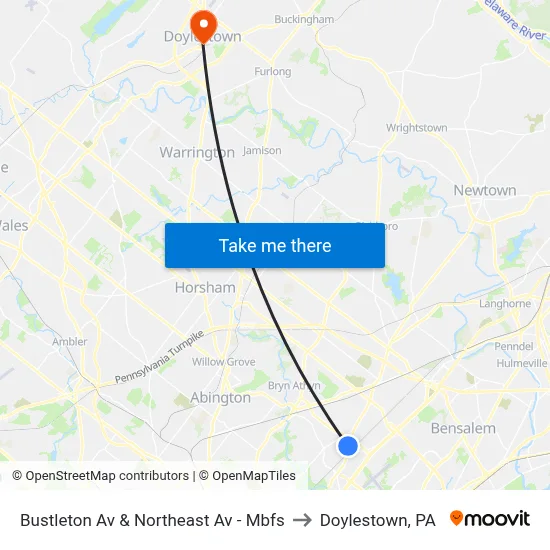 Bustleton Av & Northeast Av - Mbfs to Doylestown, PA map