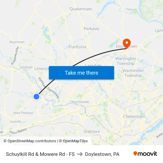 Schuylkill Rd & Mowere Rd - FS to Doylestown, PA map