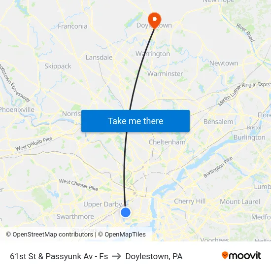 61st St & Passyunk Av - Fs to Doylestown, PA map